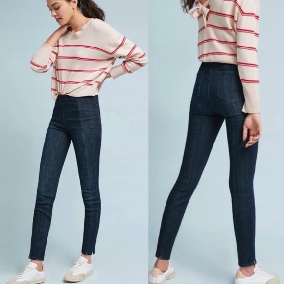 •Pilcro• Pull-On High Rise Seamed Denim Leggings { Anthropologie } - Picture 2 of 10